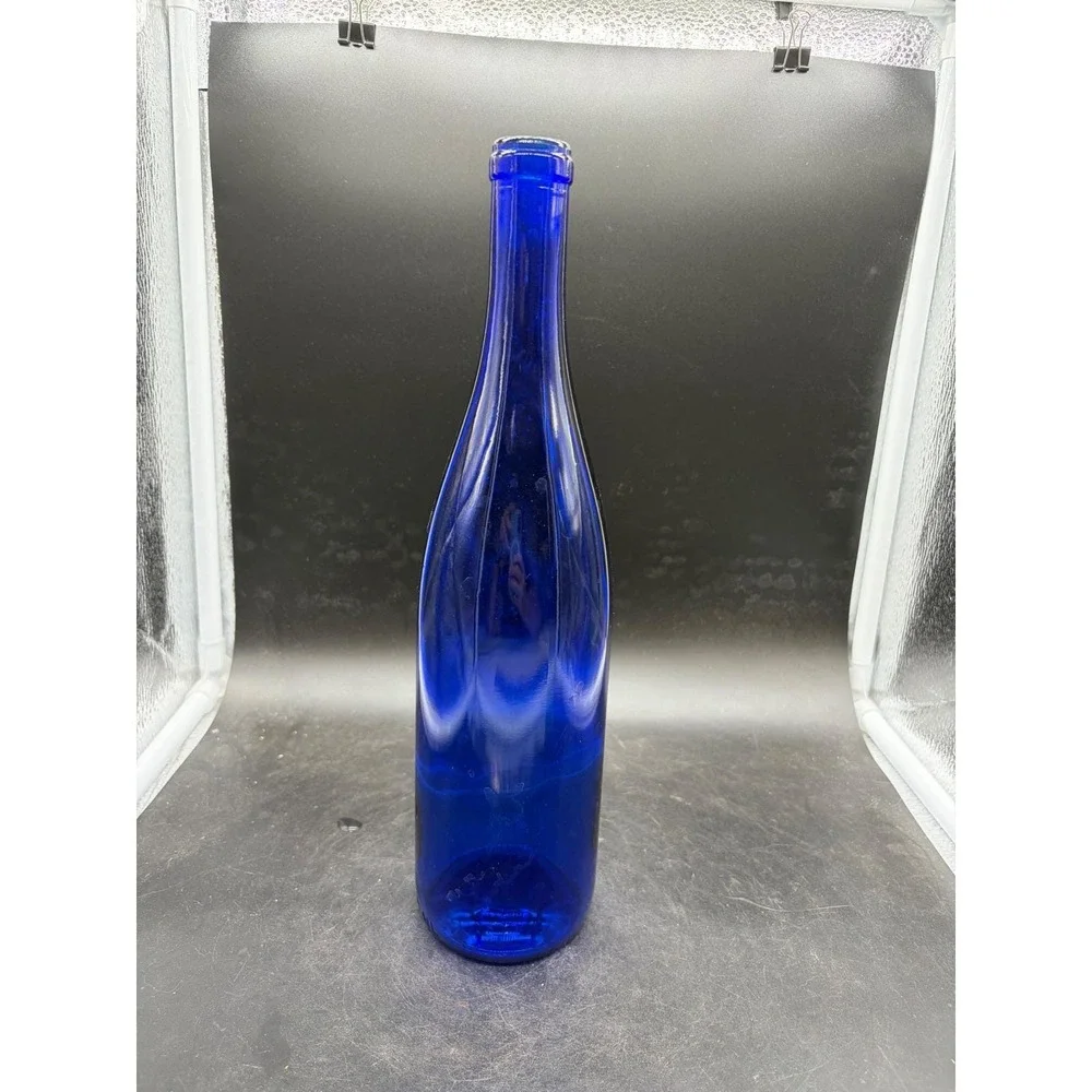 Vintage Cobalt‎ Blue Glass Wine Bottle Tall Slender Decorative Vase 11.75 Inch
